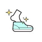 Cartoon-style shoe with a white sole 